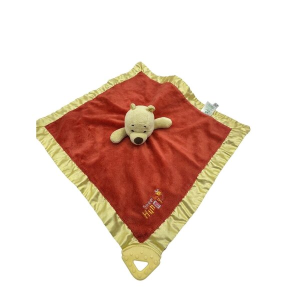 Disney‎ Winnie the Pooh SWEET AS HONEY Hunny Red Lovey Yellow Teether Satin Trim - Picture 1 of 5